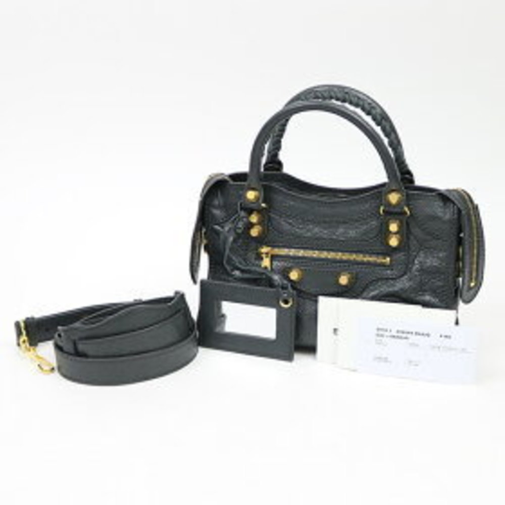 Balenciaga Giant Mini City Grey Studs Shoulder Bag Pochette Crossbody GG
